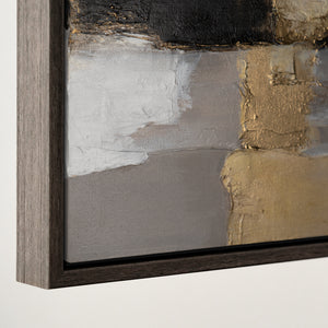 Moderne kunst "Gouden Fragmenten" met lijst beroemde schilderijen