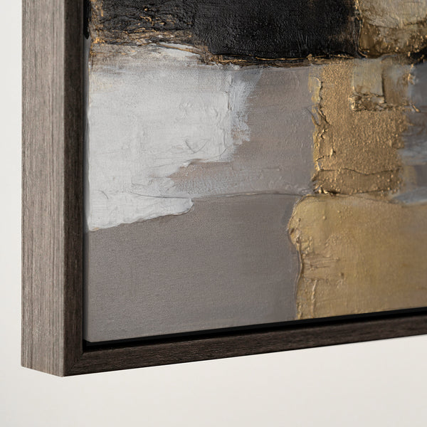 Moderne kunst "Gouden Fragmenten" met lijst beroemde schilderijen