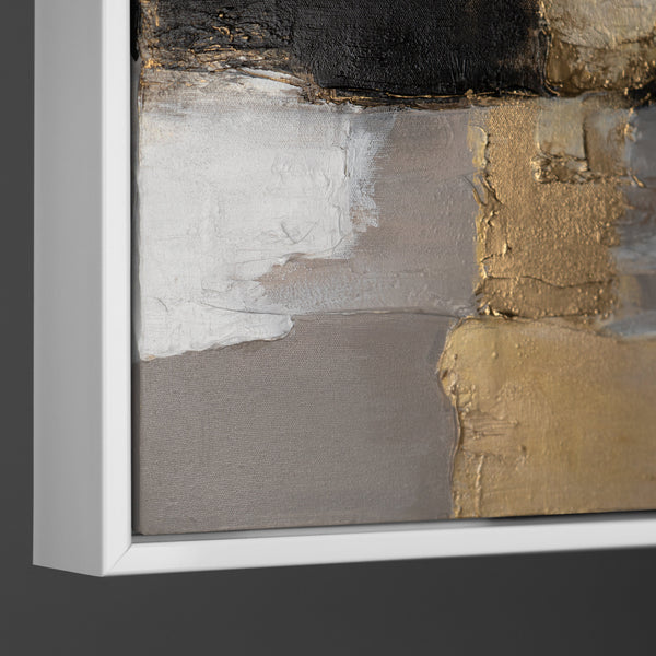 Moderne kunst "Gouden Fragmenten" met lijst beroemde schilderijen