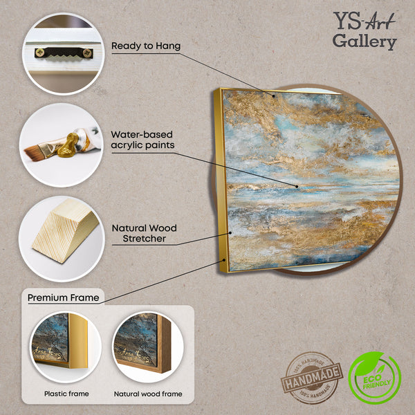 Grote schilderijen Handgeschilderde woonkamer Abstract zeelandschap Golden Bay 