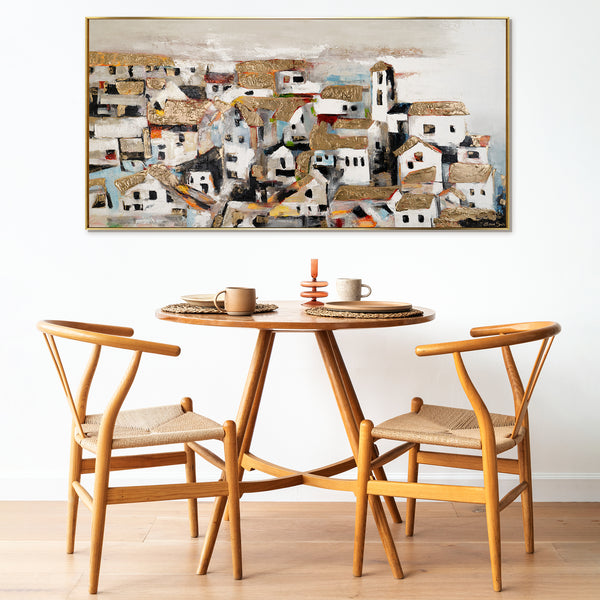 Acrylfoto's met lijst "Huis in het zonlicht", wanddecoratie woonkamer