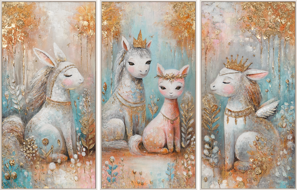 Handgeschilderd schilderij met lijst  Wanddecoratie voor kinderkamer 120x80 cm