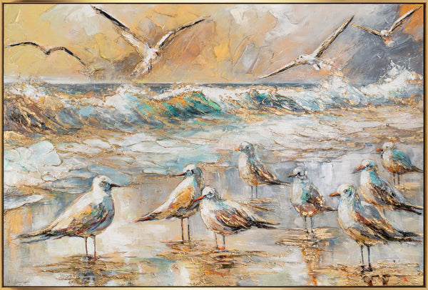 Handgeschilderd canvas “Harmonieën van de Kust” – Maritieme wanddecoratie