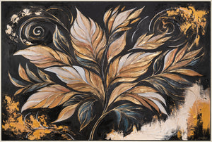 Handgeschilderd canvas “Gouden Bladeren” – Moderne wanddecoratie