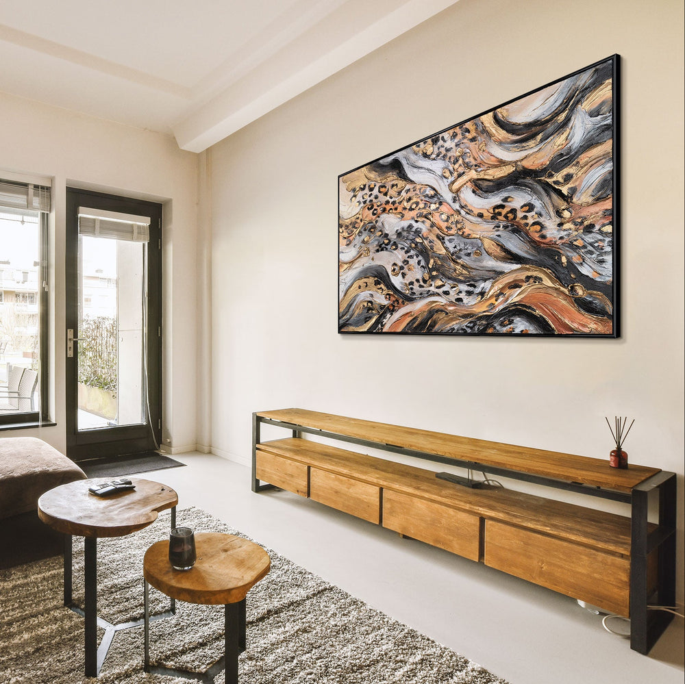 Leopardenmuster-Bild in heller Einrichtung – abstrakte Tierkunst