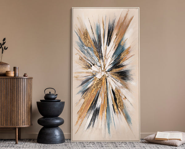 Abstracte acryl schilderijen met lijst - Handgeschilderd canvas schilderij modern "Impuls"