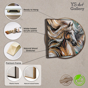 Infografik Pferdebild – Materialien und Struktur des Acrylgemäldes erklärt