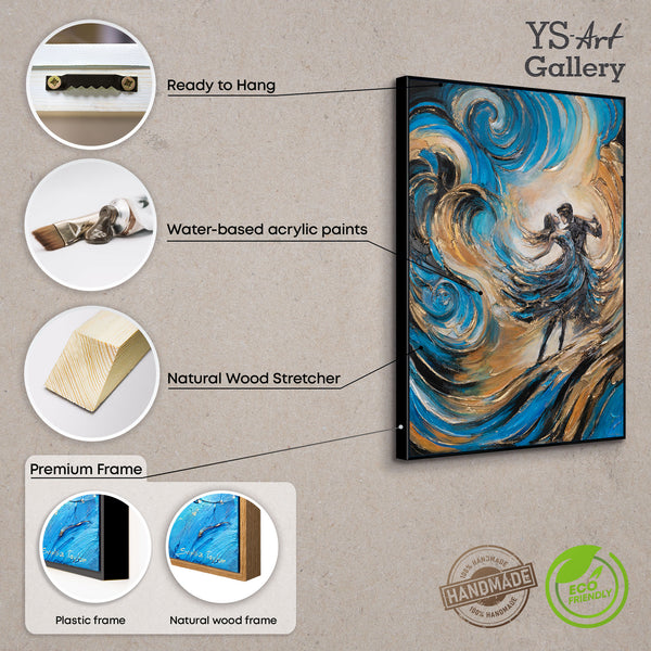Handgeschilderd acryl schilderij met structuur en frame – Abstracte kunst "Fairy Waltz"