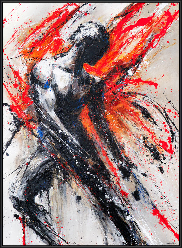 Origineel Handgeschilderd Acrylschilderij „Zwarte Kracht“ op Canvas met Lijst