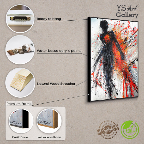 Handgeschilderd Acryl schilderij "Levende Schaduwen" – Wanddecoratie op canvas met lijst