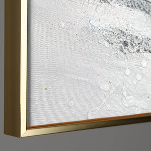 Abstract canvas schilderij met lijst "Energie van Lijnen" – Monochrome kunst met goud
