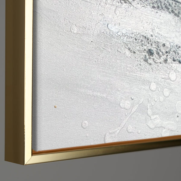 Abstract canvas schilderij met lijst "Energie van Lijnen" – Monochrome kunst met goud
