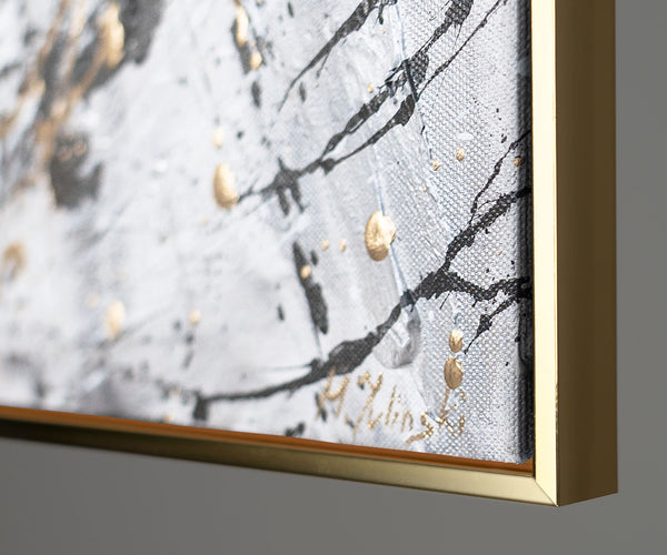 Monochroom Acryl schilderij met lijst "Twee Gezichten" – Emotionele wandkunst op canvas
