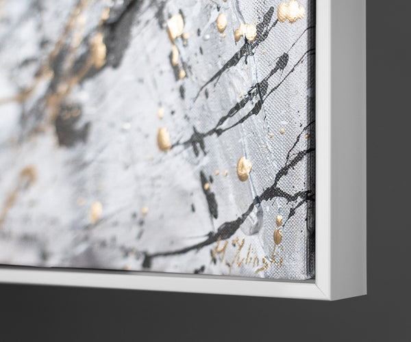 Monochroom Acryl schilderij met lijst "Twee Gezichten" – Emotionele wandkunst op canvas
