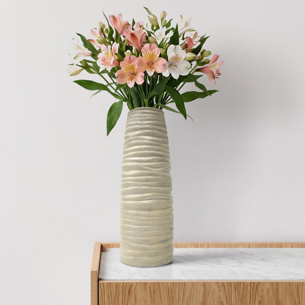Porzellanvase handbemalt in Cremeweiß, 30,5 cm