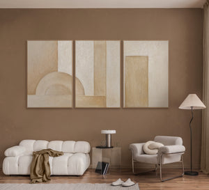 Handgeschilderd schilderij op canvas - Moderne wandkunst voor woonkamer „Ruimte van Vormen”