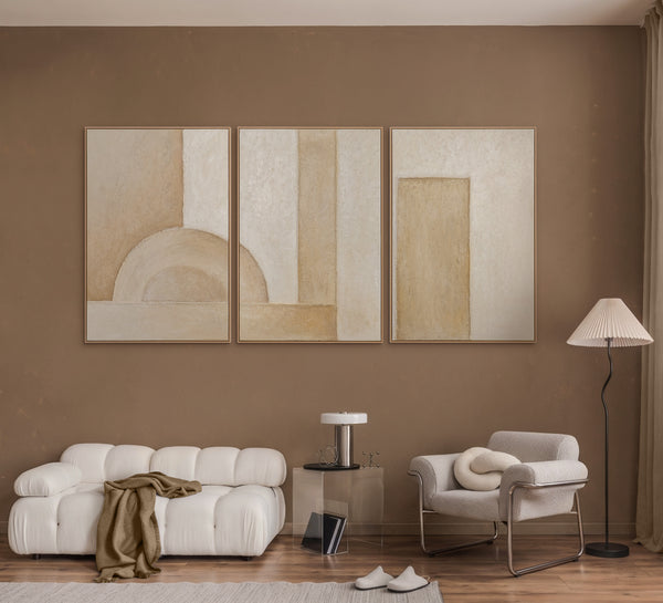Handgeschilderd schilderij op canvas - Moderne wandkunst voor woonkamer „Ruimte van Vormen”