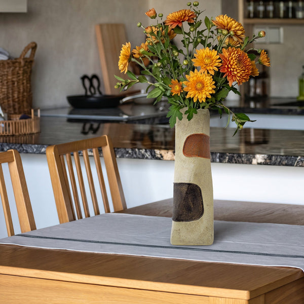 Keramik deko bodenvase handbemalt, eckige Form, 30,5 cm