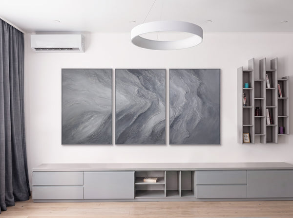 Abstract Grijs Schilderij op Canvas – Handgeschilderde Moderne Wandkunst