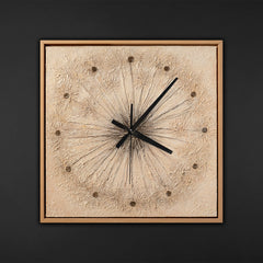 Handgemalte hochwertige Designer Wanduhr – Pusteblume in Beige – 35×35 cm