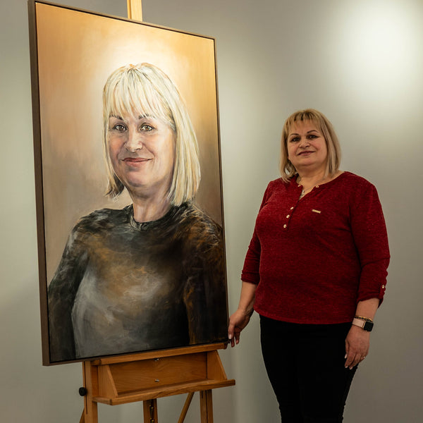 Portrait nach Foto Bild acryl Leinwand Handgemalt