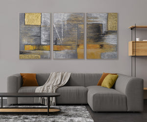Handgeschilderd abstract schilderij 'Gouden Abstraktion' op canvas