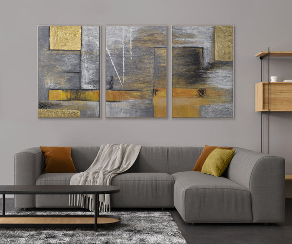 Handgeschilderd abstract schilderij 'Gouden Abstraktion' op canvas