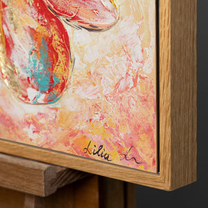 Abstracte bloemen schilderij – Handgeschilderd acryl op canvas 'Schöne Blumen'