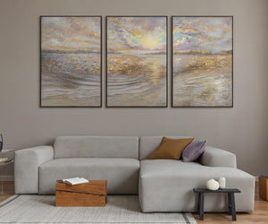 Abstracte Landschapschilderij Handgeschilderd "Zee Dämmerung" – Acryl Schilderijen Kopen