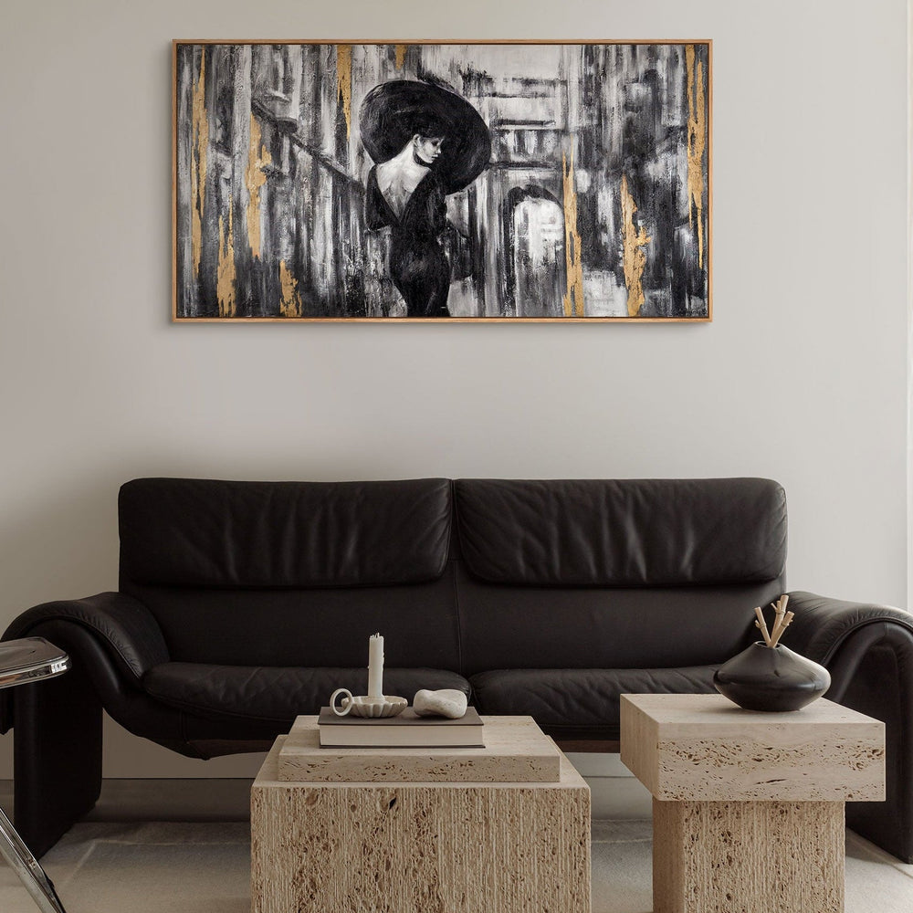 Wanddecoratie voor woonkamer "Filmstrook" Zwart-wit schilderij met lijst