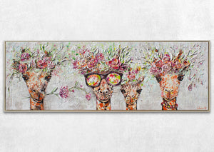 Acryl Leinwandbilder "Giraffen" mit Rahmen Kunst