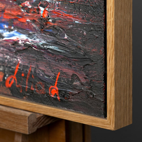 Moderne schilderijen voor de slaapkamer “Harbour” met abstractie in een lijst