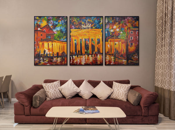 Handgeschilderd Acryl Schilderij "Brandenburger Tor" – Moderne Kunst voor Woonkamer