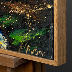 Modernes Leinwandbild mit Naturholzrahmen