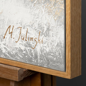 Handgeschilderd acrylschilderij "Gouden Strik" – Abstracte kunst voor uw woonkamer