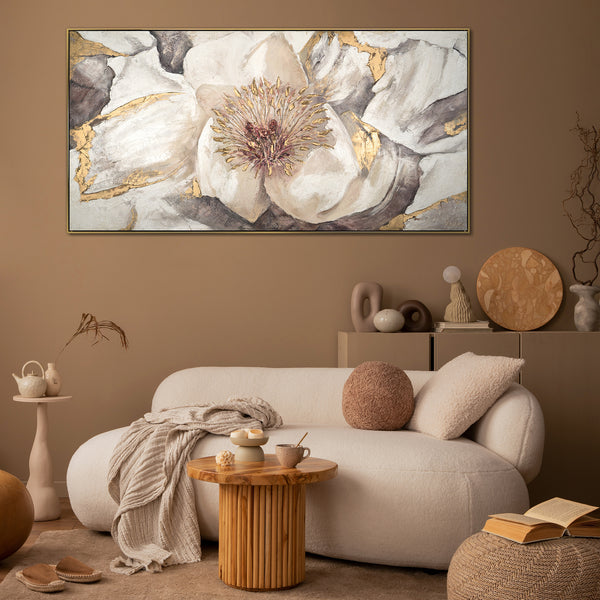 Handgeschilderd bloemen schilderij op canvas "Malve"