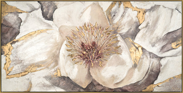 Handgeschilderd bloemen schilderij op canvas "Malve"