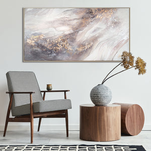 Handgeschilderd Acryl Schilderij op Canvas - Abstracte Kunst met Gouden Accenten