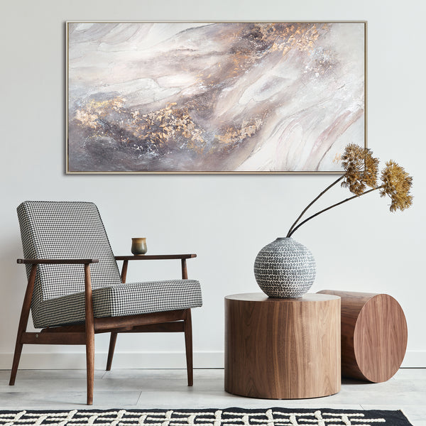 Handgeschilderd Acryl Schilderij op Canvas - Abstracte Kunst met Gouden Accenten