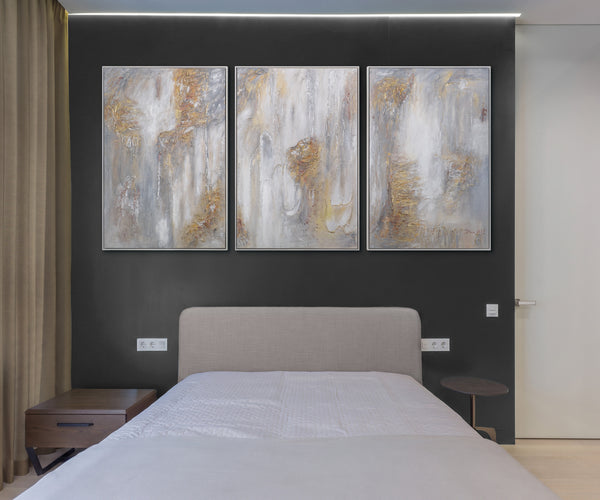 Handgeschilderd Acryl Schilderij Abstract "Filosofie" met Bladgoud