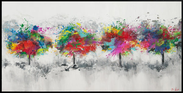 Moderne handgemalte bilder auf leinwand "Bunter Wald"