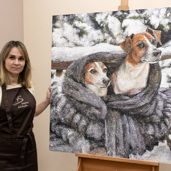 Personalisiertes Haustierportrait nach Foto Handgemalt Individuelles tierportrait auf leinwand