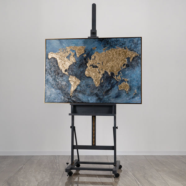 Nachtlichtend kunstwerk handgeschilderd met lijst "Magische Kaart"