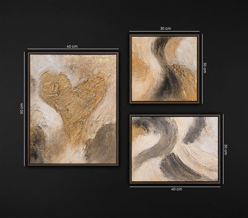 Modern Goud-Zwart Luxe Schilderij Set (3–9 stuks) – Handgeschilderd op Canvas | YS Art
