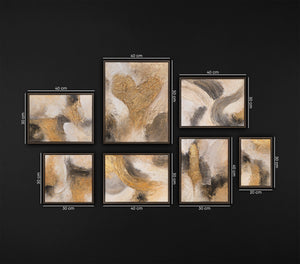 Modern Goud-Zwart Luxe Schilderij Set (3–9 stuks) – Handgeschilderd op Canvas | YS Art