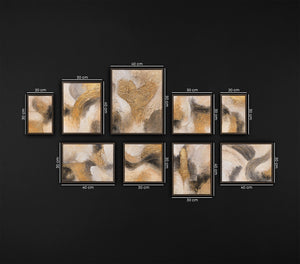 Modern Goud-Zwart Luxe Schilderij Set (3–9 stuks) – Handgeschilderd op Canvas | YS Art