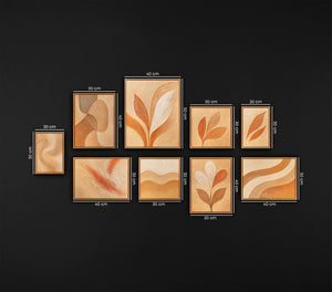 Terracotta Abstract Schilderij Set (3–9 stuks) – Handgeschilderde 3D Wanddecoratie | YS Art