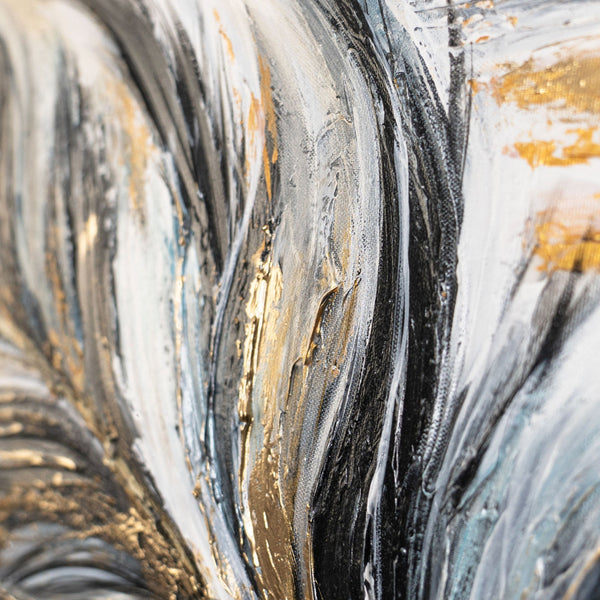 Acryl schilderij op canvas handgeschilderd abstract wandkunstwerk "Golden Feather" 115x50cm