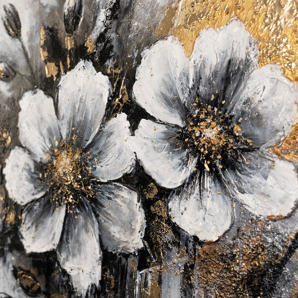 Bloemen acryl schilderij op canvas - Moderne wanddecoratie "De gloed van kleuren" 115x50cm
