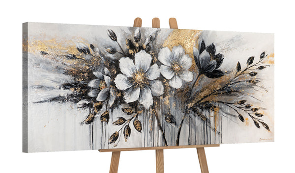 Bloemen acryl schilderij op canvas - Moderne wanddecoratie "De gloed van kleuren" 115x50cm